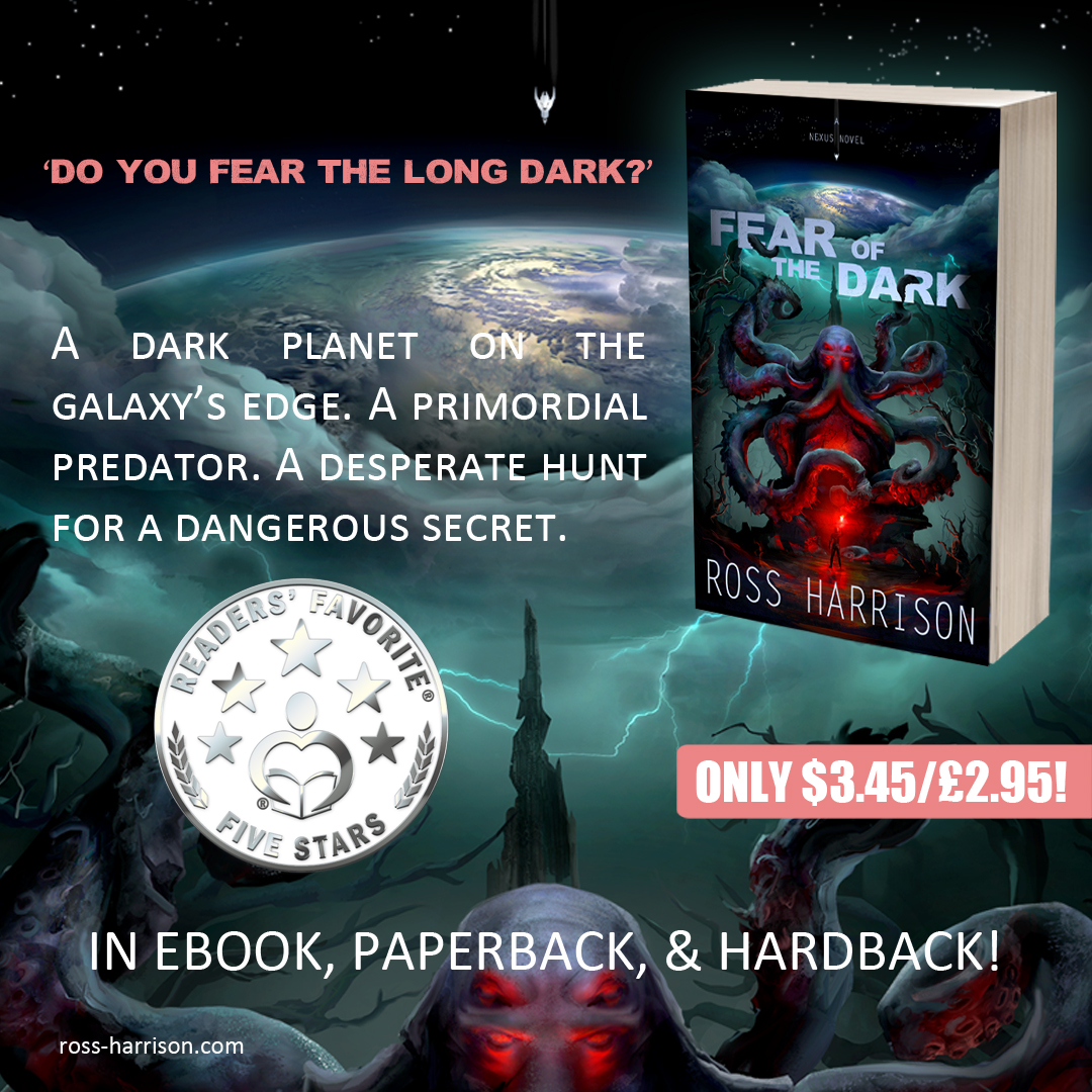 AuthoRoss's tweet photo. Fear of the Dark is now available from #Apple #GoogleBooks #Kobo #Barnesandnoble &amp; more!

https://t.co/ACOfjTr6Md

"...entertaining, fast-paced, and offers interesting settings bordering on Vandermeer-esque."

#SciFi #SpaceOpera #MidWeekRead #Book #Ebook #Kindle #IARTG https://t.co/f4JjhVxX1l