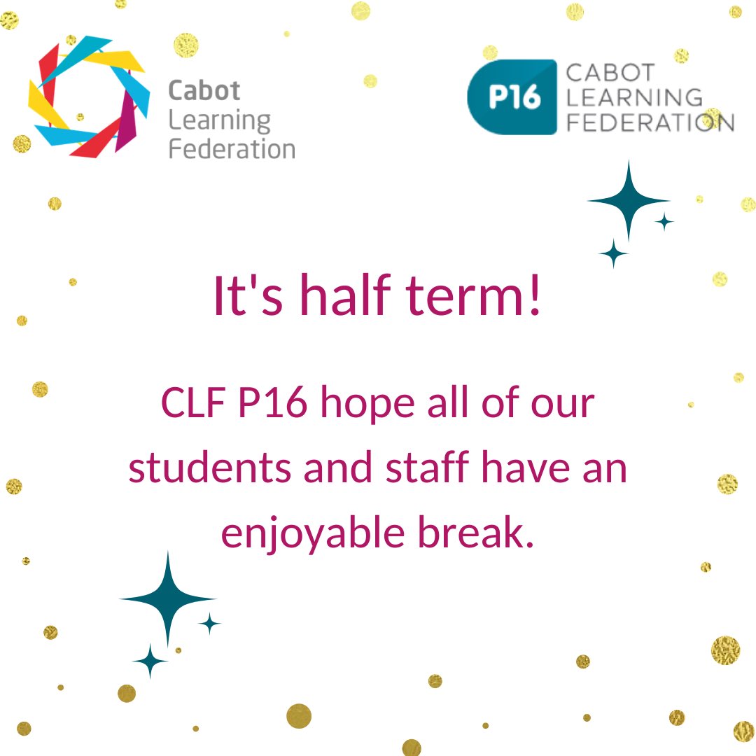 CLFPost16's tweet photo. Term 1 completed ✔️

Enjoy the break - we will see you focussed and ready to learn in Term 2! 😊

#CLFP16 #EmpoweringLearning #halfterm #term1done 💪🏼 https://t.co/0jSkXOgaXd
