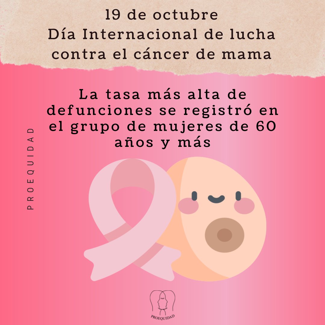 ProequidadAC's tweet photo. 🌸Ten consciencia de tu cuerpo, tus senos
son parte de ti, más allá de lo sexual o maternal🌸
✍ 19 de octubre: día internacional de lucha contra el
cáncer de mama✍
Datos: INEGI
#cancerdemama #Proequidad
#Edoméx #Toluca #Metepec #mujeres #19deoctubre
#mastografía https://t.co/ezFrOIMOsP