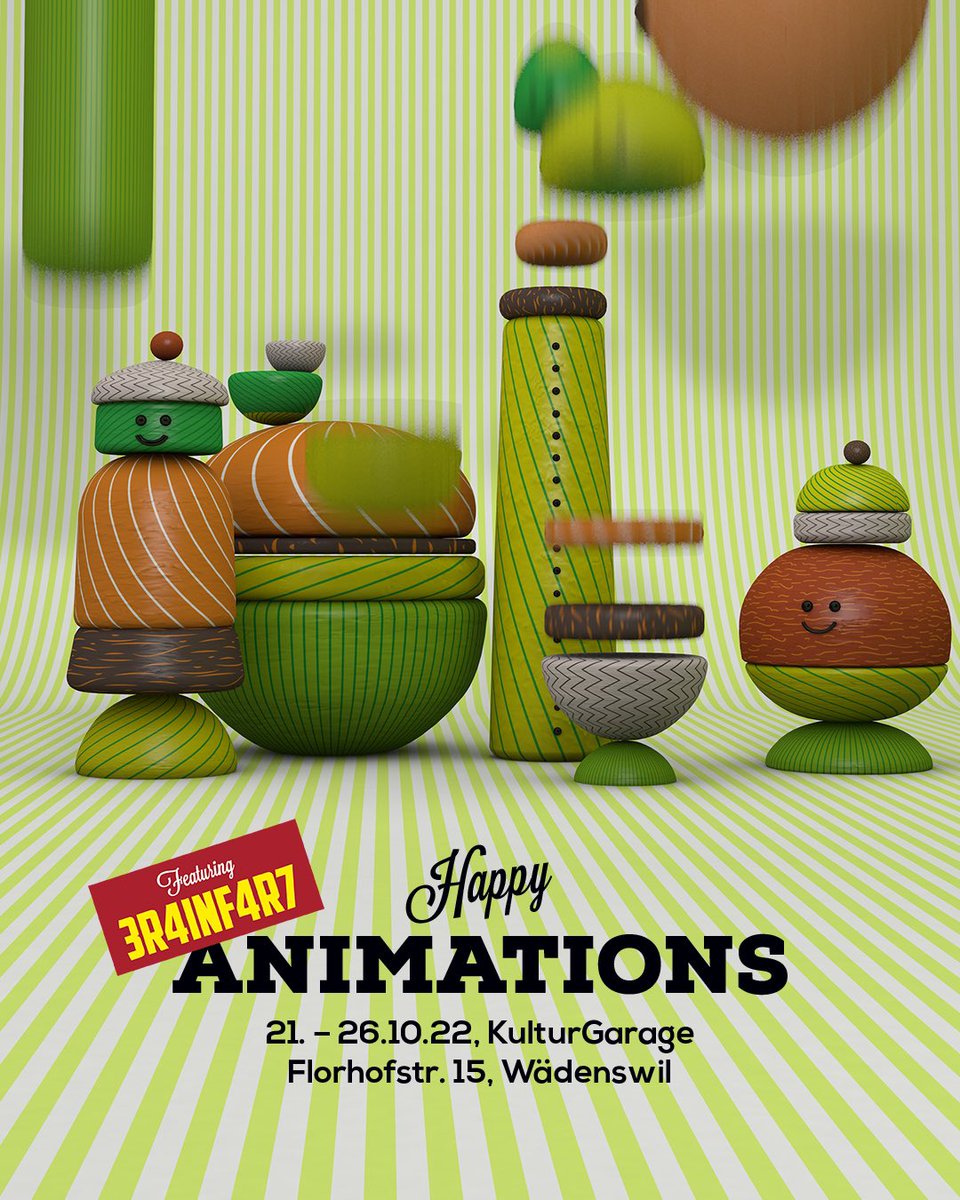 This Friday!
21.10. 19.00 pm
Vernissage Happy Animations
featuring <a href="/brainfart_comic/">BRAINFART</a> 
an animated Exhibition - Free Entrance everyone is welcome! See you there.

more infos: johni.ch/happy-animatio…