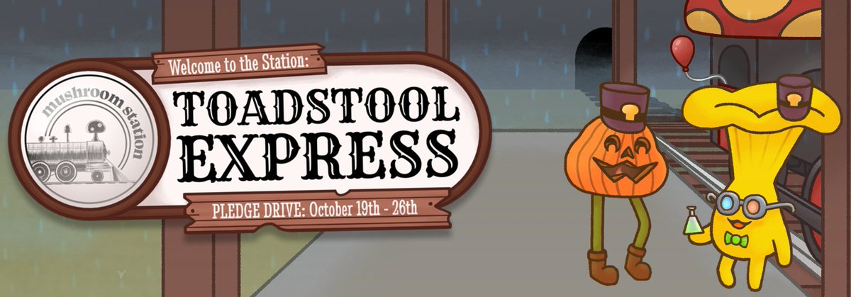 MushroomPods's tweet photo. The Toadstool Express is BACK!  New spooky website banner, New episode of Mushroom Soup, plus a public stream this evening - and that’s just today! 

Find out more by listening to the full announcement in your usual podcast feeds or in the brand new Mushroom Station feed! https://t.co/QAHibTxW6P