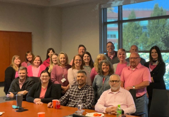 ProvisionProton's tweet image. Our administrative staff got together for a team lunch today while sporting their best and brightest pink to support #BreastCancerAwarenessMonth!
