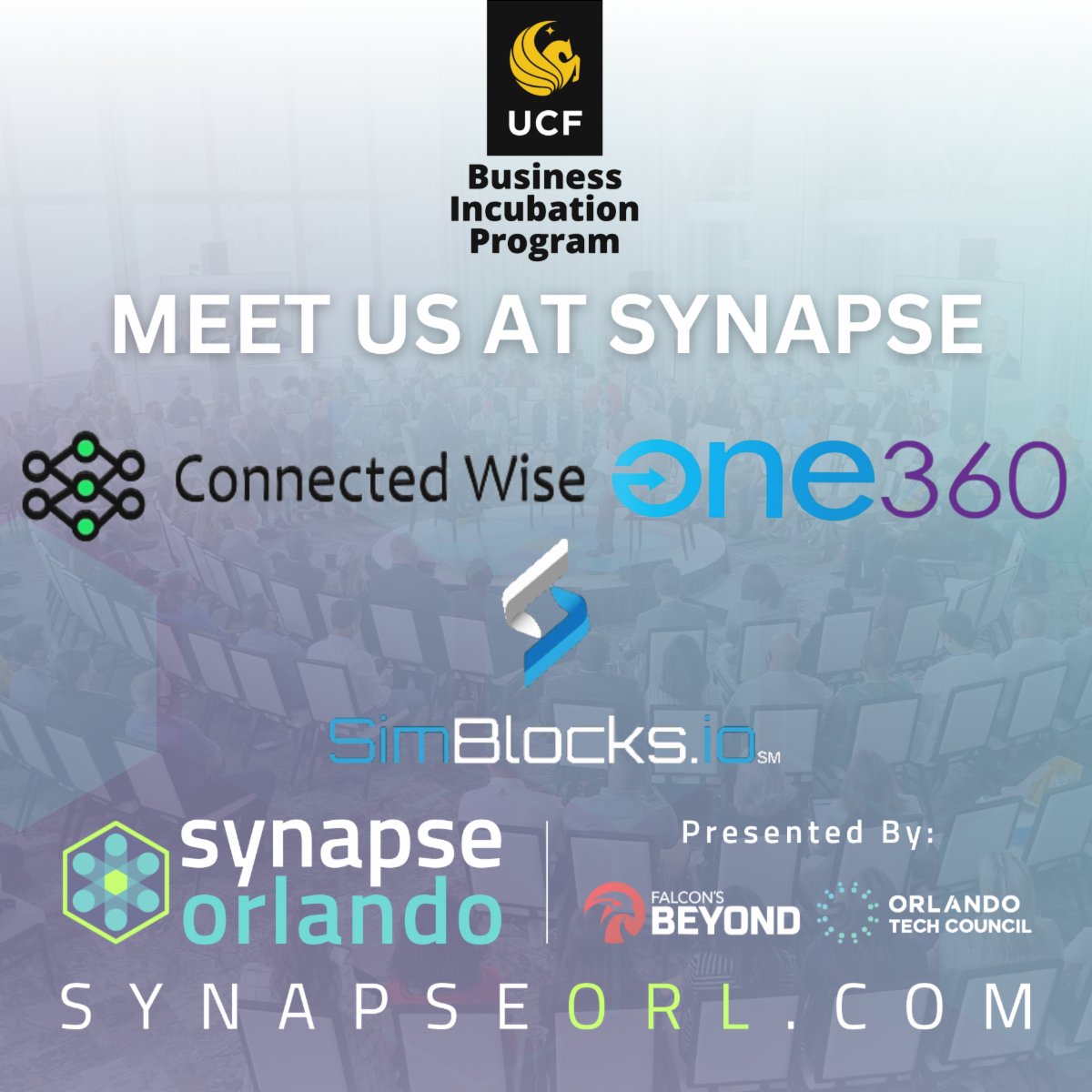 UCFBIP's tweet image. Meet us at @SynapseFL! We&apos;ll be there along with our clients @ConnectedWise, ONE360 and @SimBlocks #ucfbip #SynapseOrlando #InnovationLivesHere #UnbelievablyReal #Innovation #Technology #Entrepreneurship #Startup #Networking #VentureCapital #Investing #Orlando