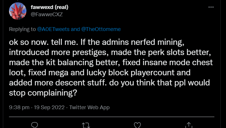 ignuuw's tweet photo. @FawweCXZ "WTF DO YOU MEAN THIS IS THE ONLY TWEET I'VE MADE ABOUT IT" also the classic "this happened a month ago so it has no relevance" look idc i just thought it was funny how I've seen you talk about it more than people complaining, maybe I'm just not on twitter enough idk https://t.co/jiRT7VsTAf