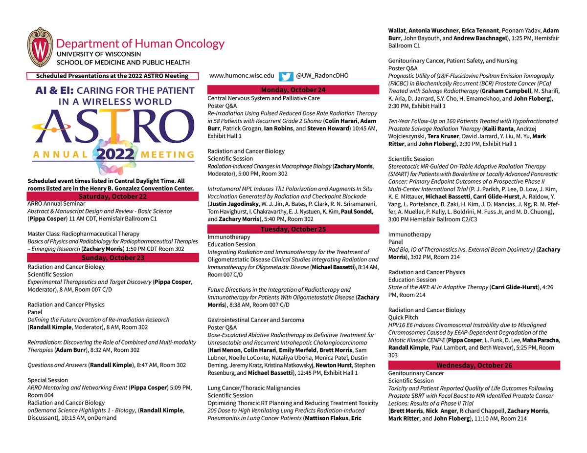 UW Department of Human Oncology (@uw_radoncdho) on Twitter photo We’re looking forward to #ASTRO22. Check out <a href="/UW_RadoncDHO/">UW Department of Human Oncology</a> members’ contributions to the Annual Meeting. We’re looking forward to #ASTRO22. Check out <a href="/UW_RadoncDHO/">UW Department of Human Oncology</a> members’ contributions to the Annual Meeting.
