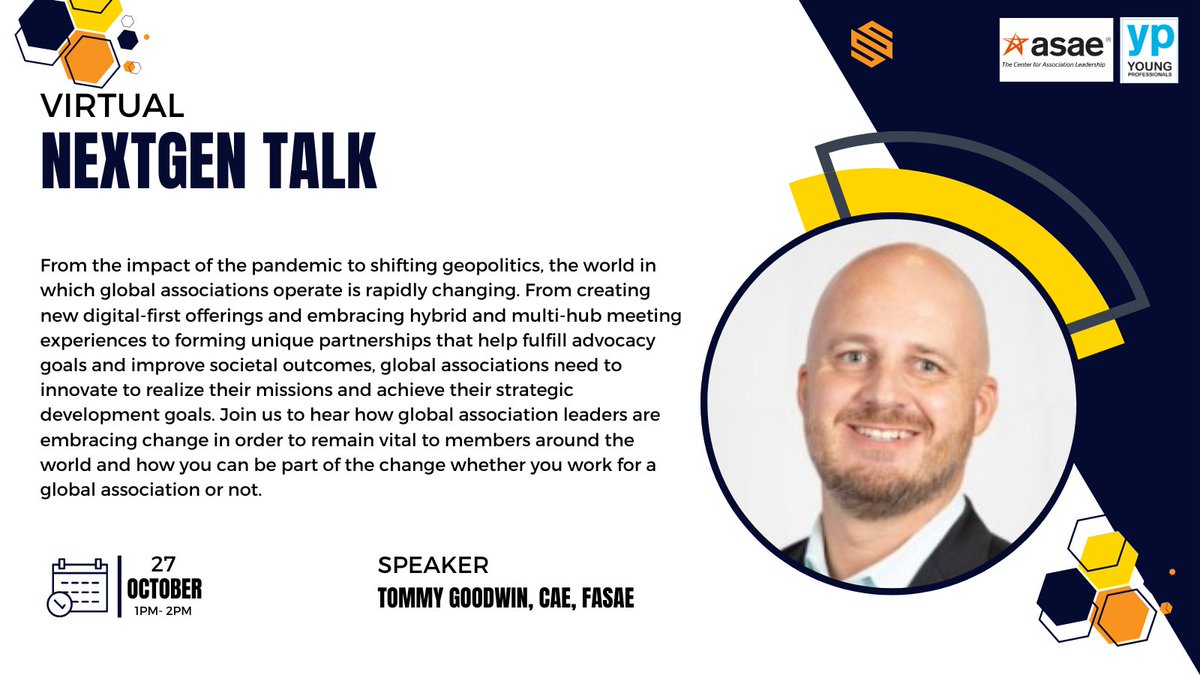 ASAEYP's tweet photo. Join us for next week’s NextGen Talk with Tommy Goodwin, CAE, FASAE

Register at: https://t.co/lAfrjxvTVb

#ASAEYP https://t.co/1HjQ60V8RP