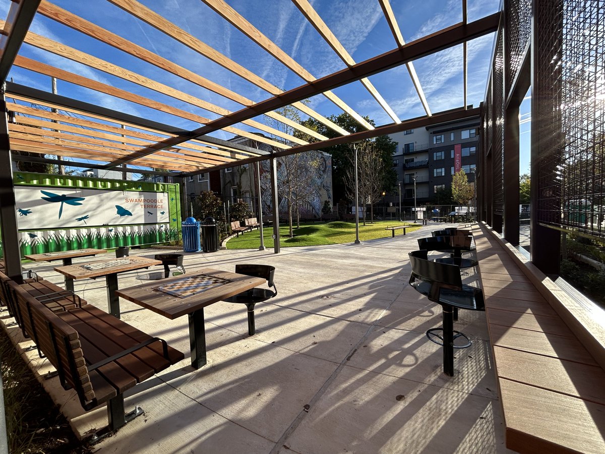 Let's cut a ribbon to a new park today! 
The new Swampoodle Terrace is here.
This beautiful new park at the corner of 3rd &amp; L Streets NE is ready for you. Join us for a ribbon cutting this evening, 10/19 at 5 p.m. Swag and treats while supplies last. 
#Optoutside #NoMa