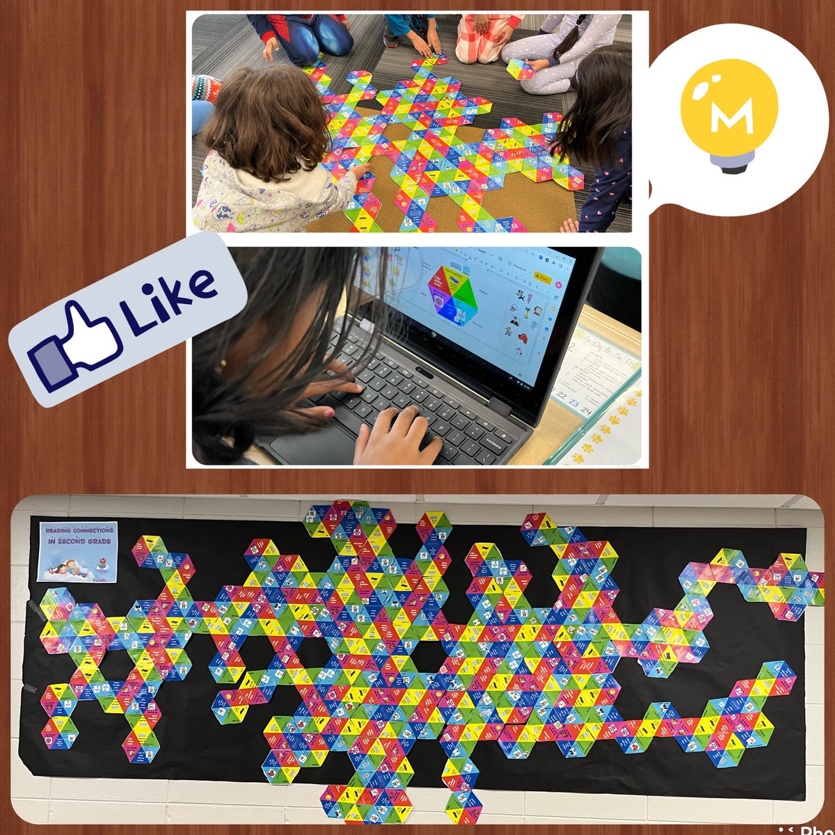We can make connections as readers in 2nd grade using a simple hexagonal thinking tool learning abt Google classroom #d60learns