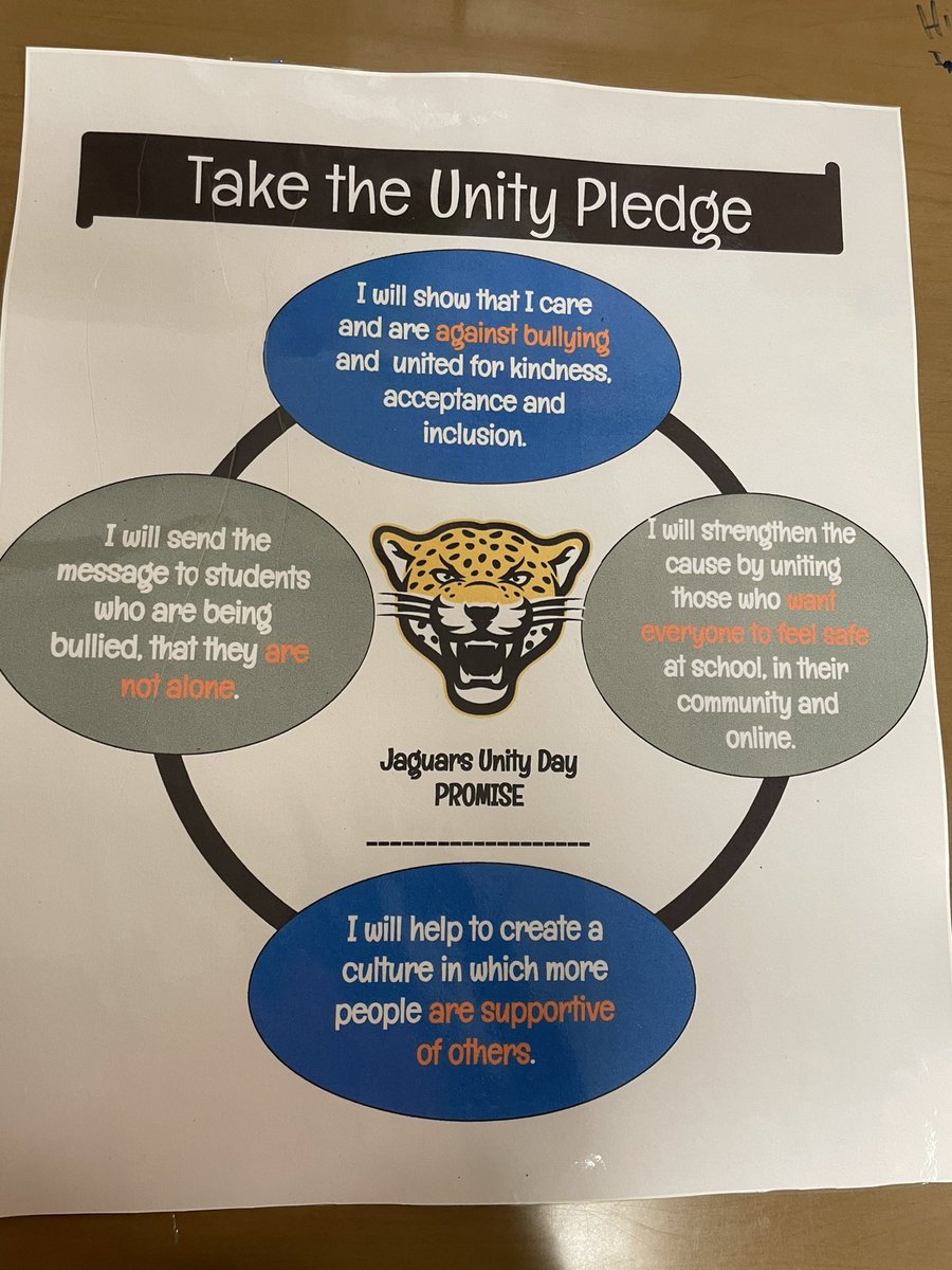 CounselorHaynes's tweet photo. Lyman T Johnson Middle School Representing for #UnityDay2022!!   We are United for kindness, acceptance and inclusion.  @BullyingJcps @JTMSLIBRARY https://t.co/3OZSbrKcrH