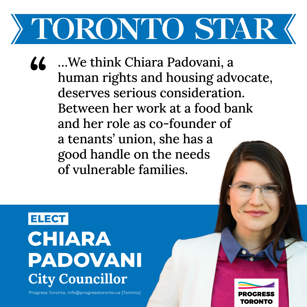progresstoronto's tweet photo. Congrats to @chipadovani for the much deserved endorsement by the Toronto Star today! 

After 35 years of the same, it's time we had a champion like Chiara representing York South—Weston.

Help Chiara get elected by signing up to volunteer with her today: https://t.co/e4w1ZJiSN9 https://t.co/vimGAoVBTQ