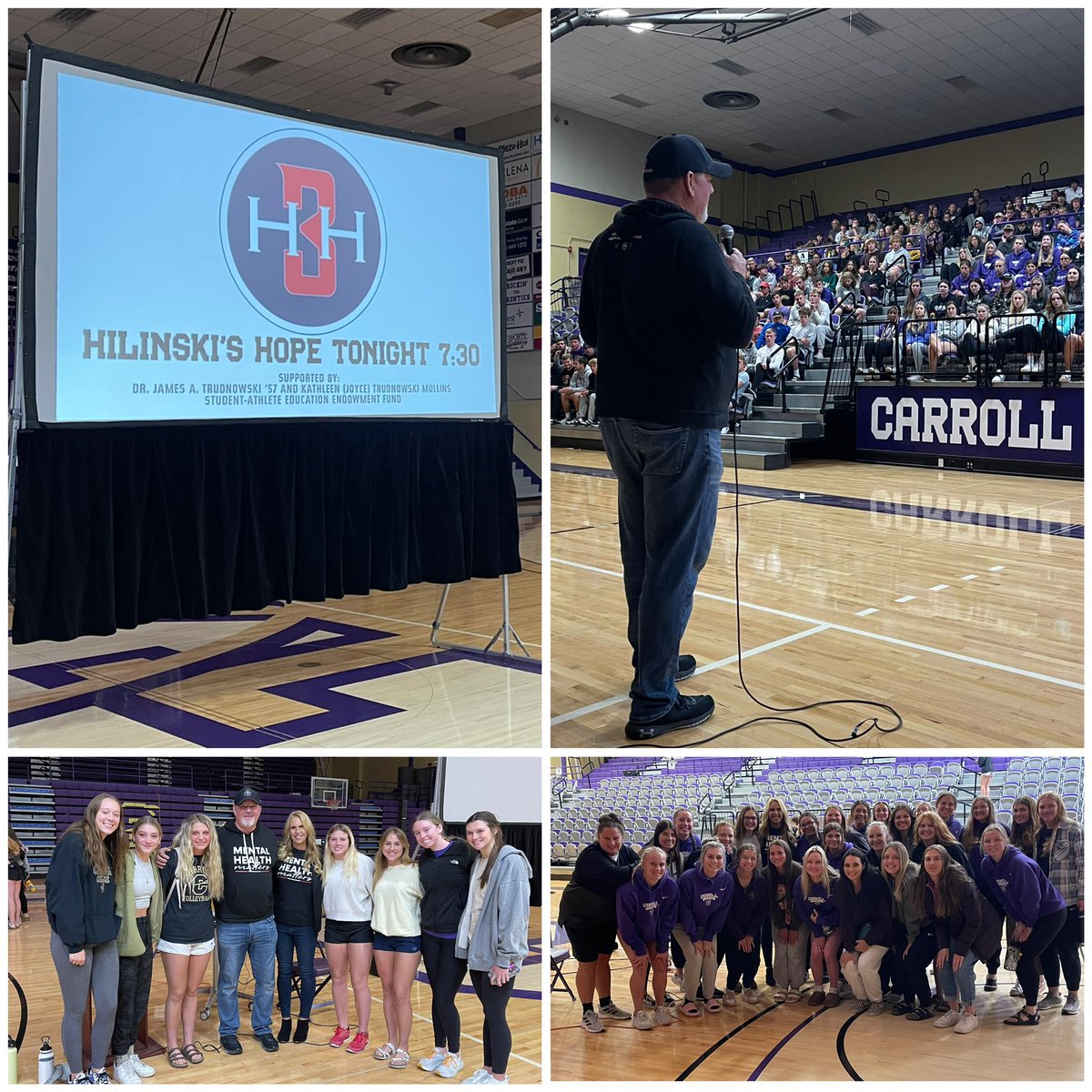 17 states in 6 weeks-grateful to share Tyler’s story & the mission of H3H w/ so many student-athletes, coaches, staff & admin. Hawaii, Cali, Virginia, NC these past 2 weeks & now in Montana. Grateful for our time w/ Carroll College last night! Your mental health matters!❤️❤️❤️