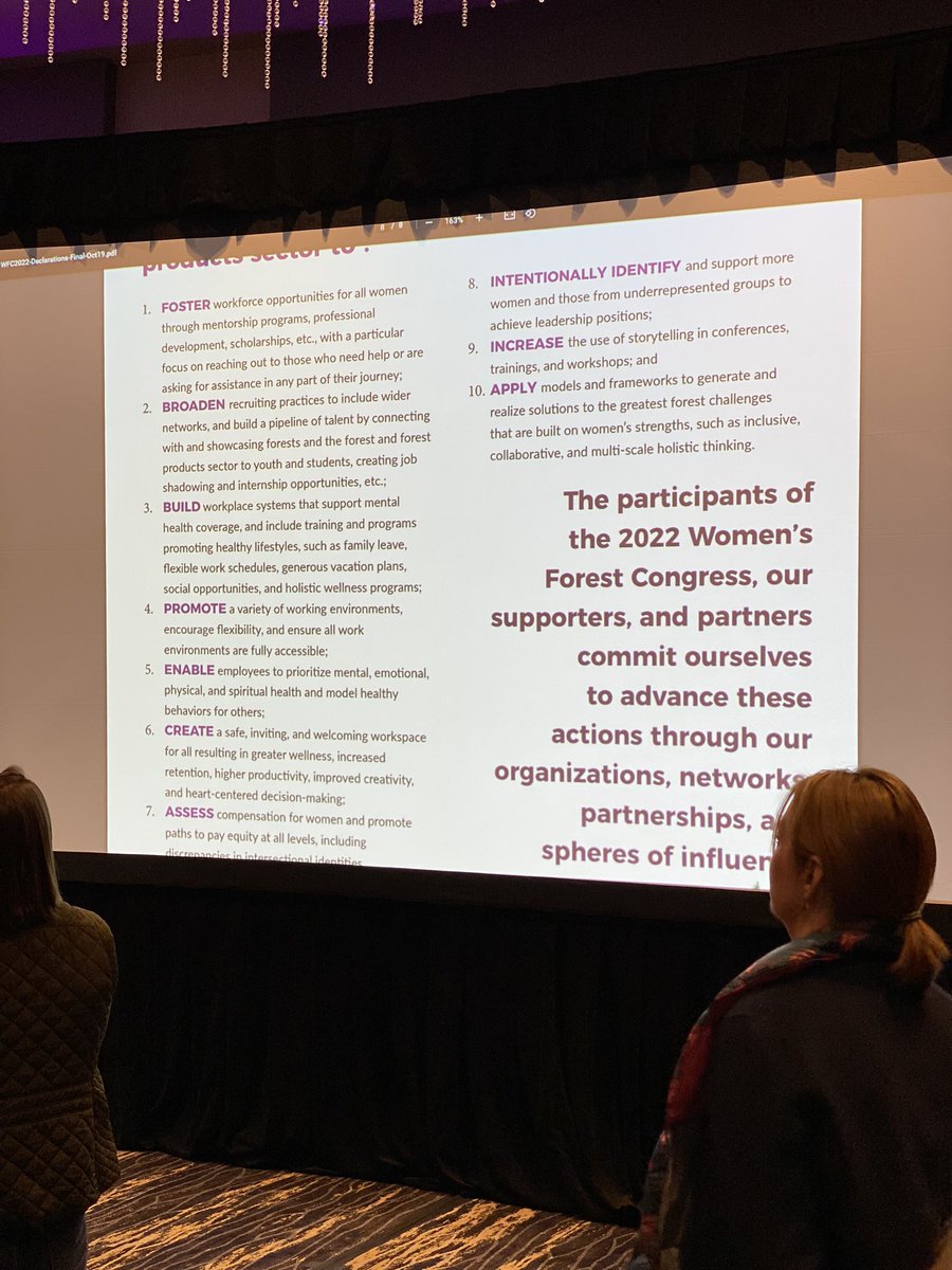Leslie_Boby's tweet photo. 400 #womenInForestry got together & approved the 14 declarations of the first @WomensForestCng #recruit, #diversify, #support, #storytelling, #inclusiveLeadership, apply models & #CreateSolutions to the #GreatestForestChallenges! #WFC2022 https://t.co/hVpc1aH4ax