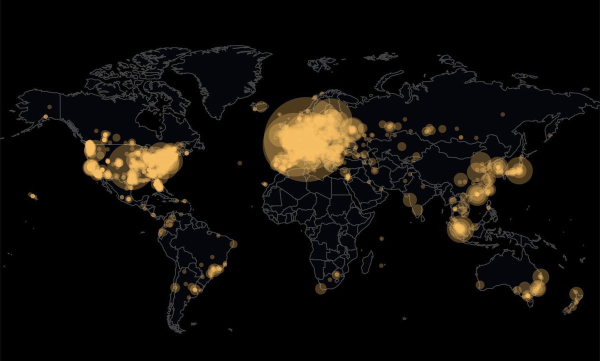 The distribution of #bitcoin nodes