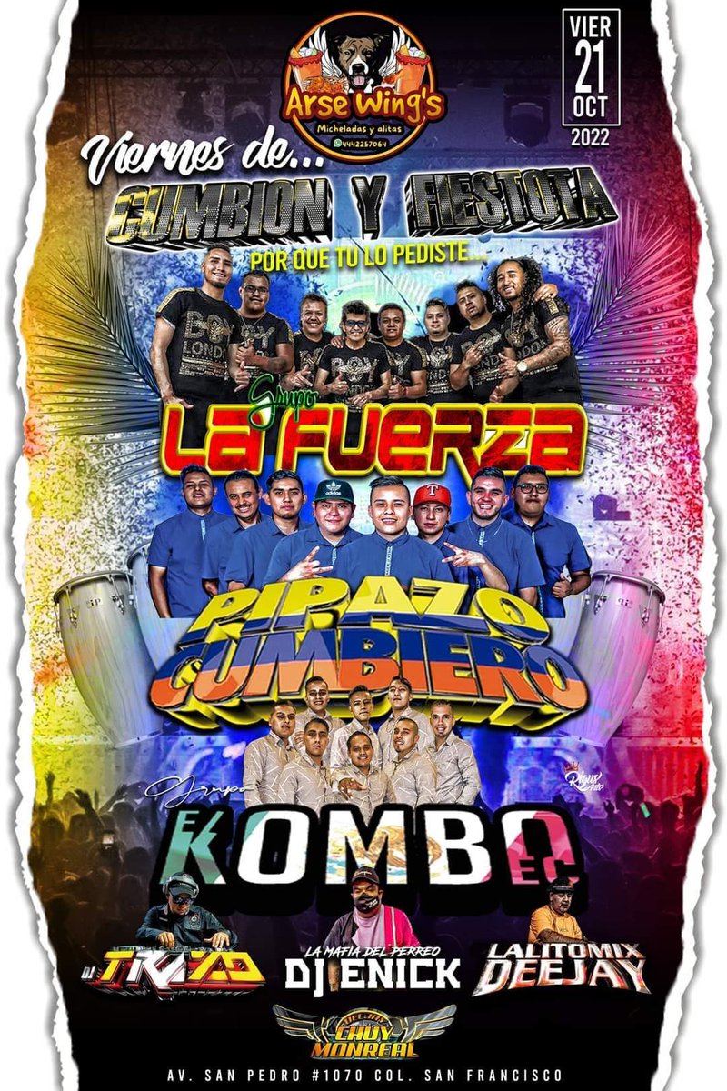 mainman25toro's tweet photo. NO TE PIERDAS UNA GRAN NOCHE DE CUMBIA
#arsewings
#GrupoLaFuerza
#PipazoCumbiero
#elkomboec https://t.co/3IWIcxDRQZ