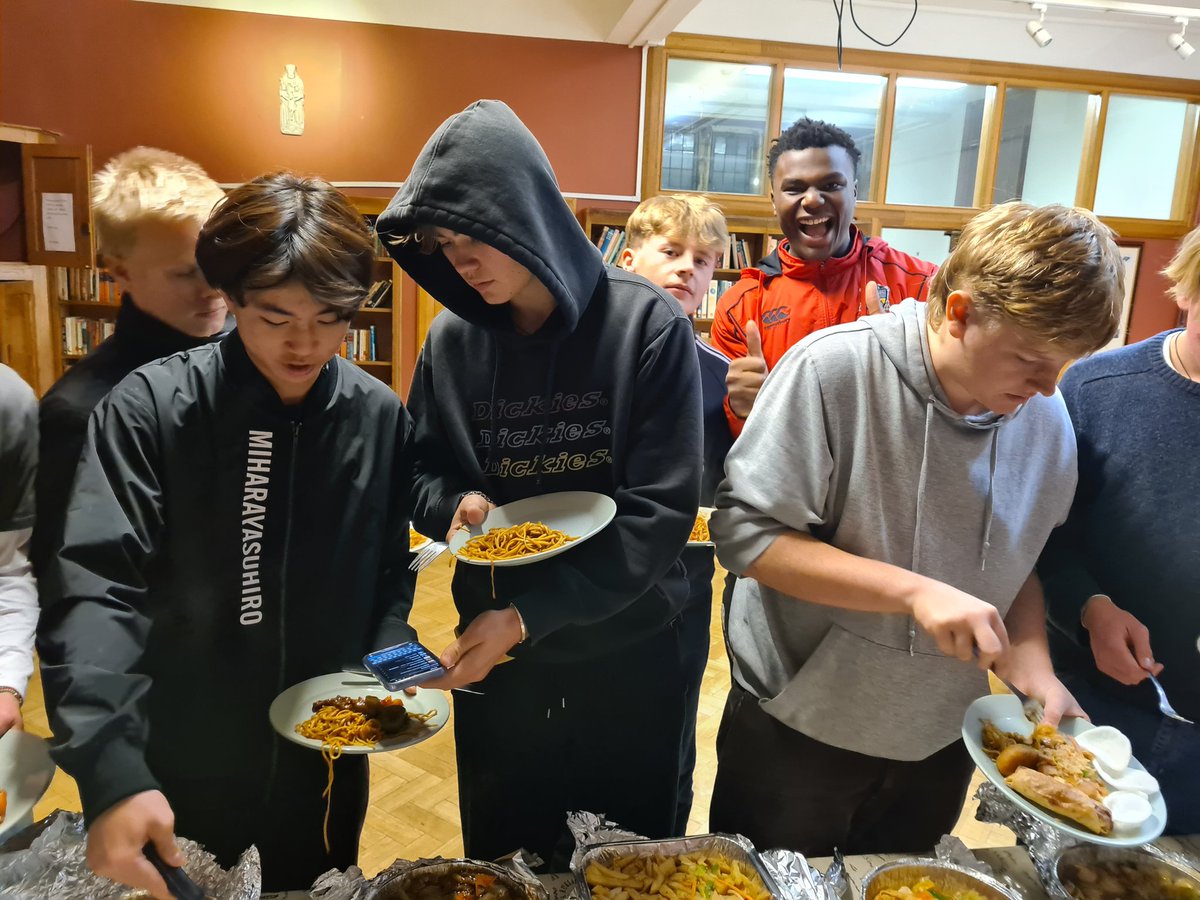 AmpColl_StJ's tweet photo. Half of the house has departed for half-term. Chinese takeaway for the survivors. A couple of them are off to Lisbon on rugby tour, and another group are spending the next week on the Nepal expedition. https://t.co/vTX1Md1bPX