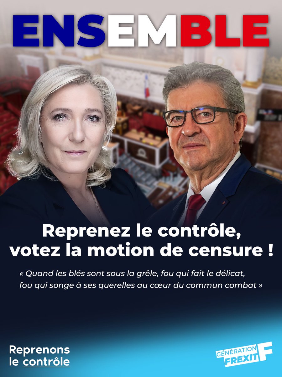 CH_Gallois's tweet photo. Il ne faudra pas se plaindre de l’utilisation du 49-3 si l’opposition est incapable de voter ensemble la #MotionDeCensure !

La divergence bien réelle ne doit pas empêcher de faire tomber ce gouvernement illégitime et minoritaire. Chacun reprendra sa voie.

#ReprenonsLeContrôle https://t.co/gJ9XETKDJj