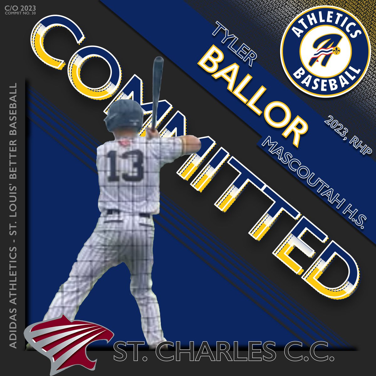 Congrats to Tyler Ballor on his commitment to St. Charles CC! Tyler has been an A since 2018. Has come a long way. 

Congrats Tyler, we’re proud of you man!