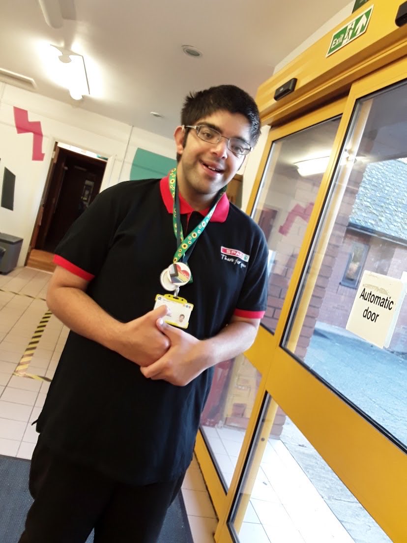 Aaron ready for his day work on external work placement ⁦<a href="/Llanfyllin_SPAR/">Llanfyllin SPAR</a>⁩ ⁦<a href="/SPARintheUK/">SPAR UK</a>⁩ ⁦<a href="/DerwenCollege/">Derwen College - Post-16 specialist college</a>⁩