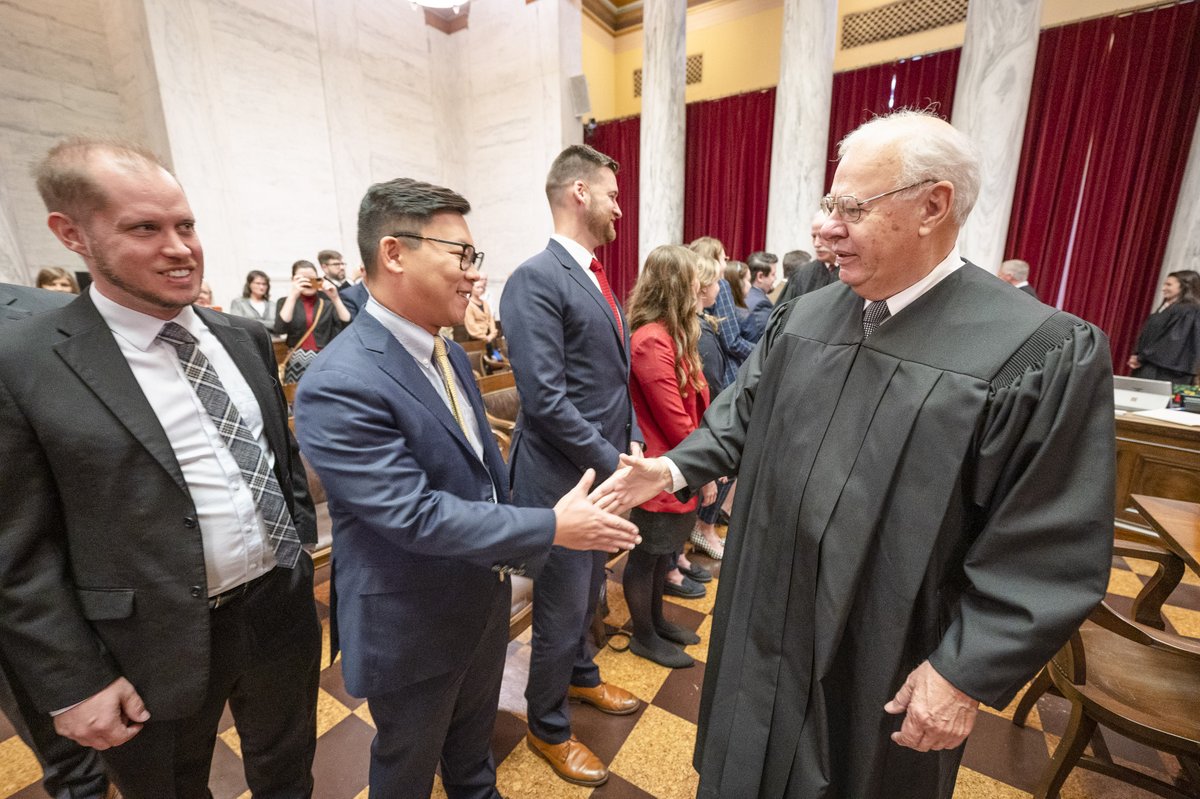 WVcourts's tweet photo. The Supreme Court held its largest in-person admission ceremony of the year today, Oct. 19, 2022, welcoming lawyers being admitted into West Virginia State Bar. It was held in the Supreme Court Courtroom. https://t.co/ICpi15kono