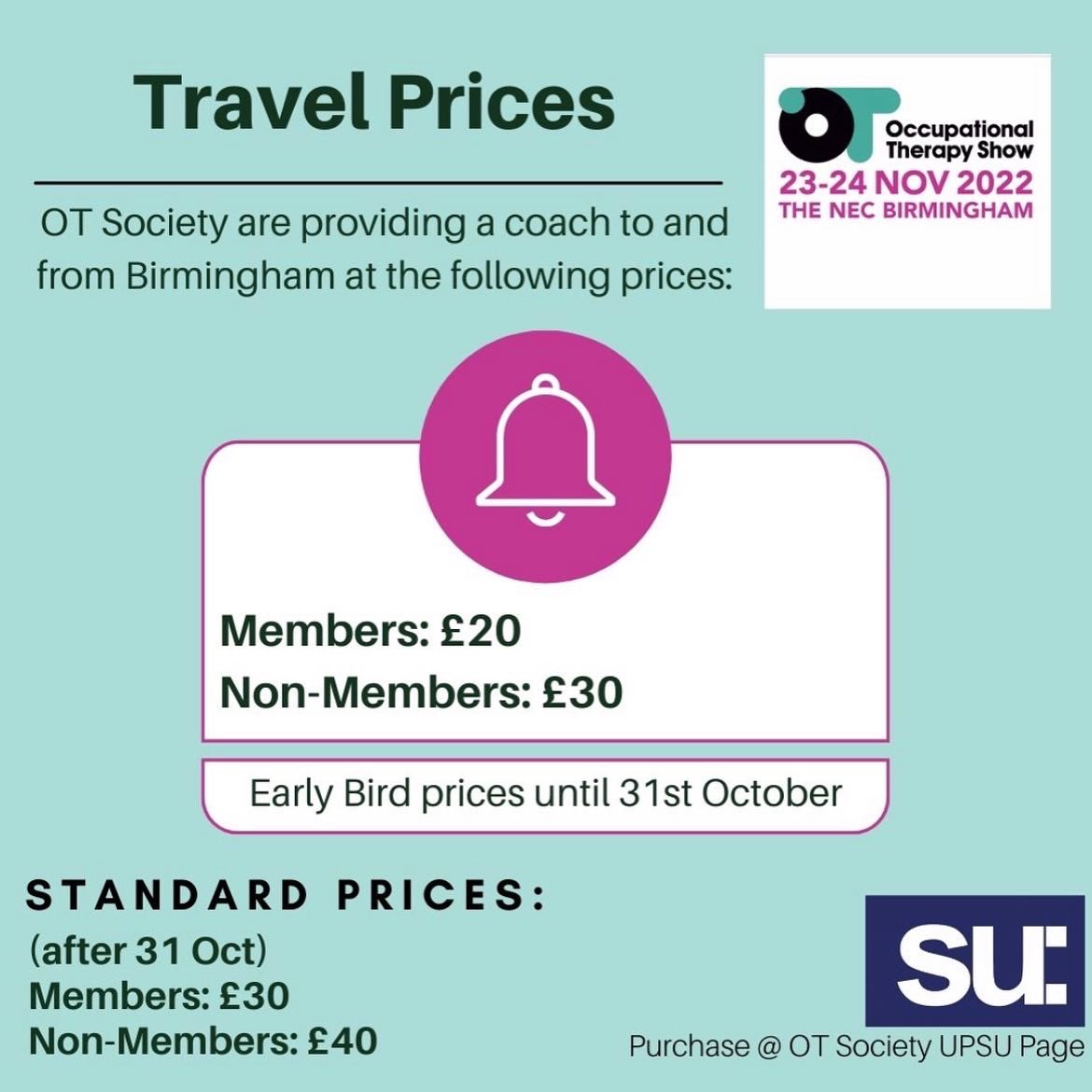 plymotsoc's tweet photo. EVENT ANNOUNCEMENT‼️📣
PlymOTSoc are going to Birmingham!🤩
See details below, welcome our members and our local OT community. 💚✨
Any Qs, message us on Twitter, Instagram or Facebook✨
See you there!👀🥰
#occupationaltherapy #theOTShow #OTstudy @OTPlymouthUni #CPD @theRCOT https://t.co/7Ge2fNnoIc