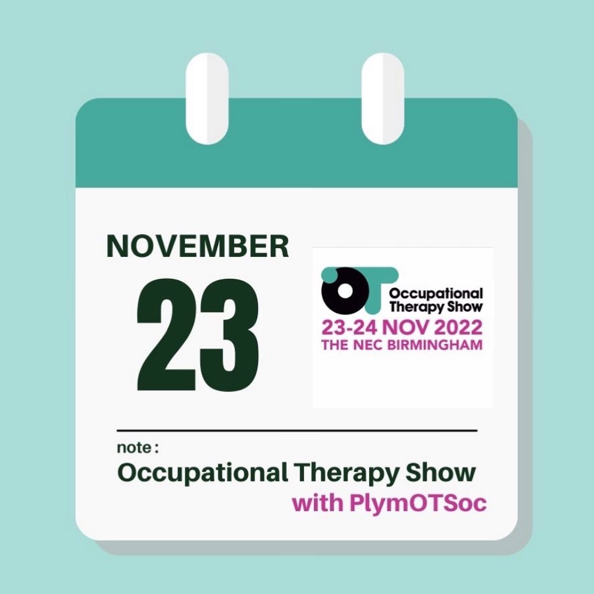 plymotsoc's tweet photo. EVENT ANNOUNCEMENT‼️📣
PlymOTSoc are going to Birmingham!🤩
See details below, welcome our members and our local OT community. 💚✨
Any Qs, message us on Twitter, Instagram or Facebook✨
See you there!👀🥰
#occupationaltherapy #theOTShow #OTstudy @OTPlymouthUni #CPD @theRCOT https://t.co/7Ge2fNnoIc