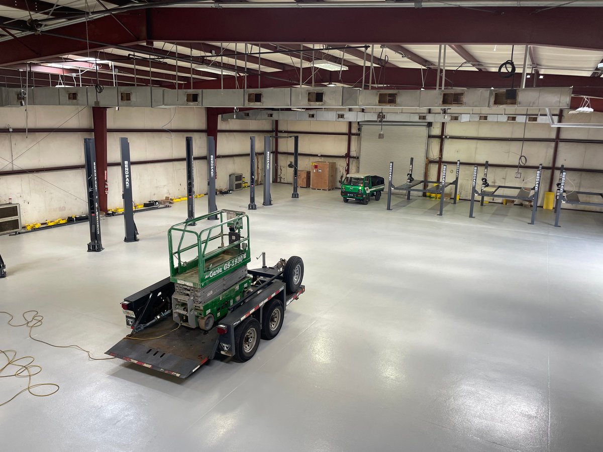 Lifts are in and the new Concord space is looking good with plenty of sun from the skylights. For scale, 98¾ looking right at home.