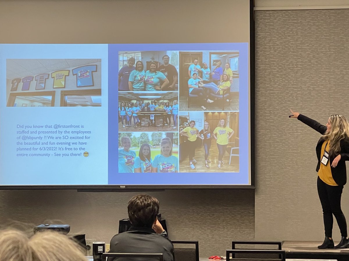 ⁦<a href="/_mandajo_/">Amanda Lee</a>⁩ sharing with #mibcbc22 how amazing the ⁦@FSBofPurdy⁩ First on Front event is every year for their community!  It’s GOOD to have fun as a bank  and support your communities!!  ⁦<a href="/HardenDonna/">Donna Chaney Harden</a>⁩ ⁦<a href="/Sheila_Noll/">SHEILA NOLL</a>⁩