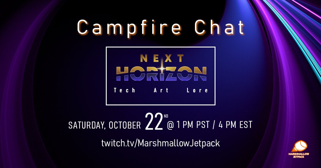Next Horizon (@nexthorizongame) on Twitter photo 🌌Join us on Twitch this Sat, Oct. 22 at 1pm PST / 4pm PST!🌌
<a href="/MMJetpack/">Marshmallow Jetpack</a> will be hosting our 3rd Campfire Chat - doing a deeper dive into the #NextHorizon ships!
twitch.tv/MarshmallowJet…
Join the Next Horizon Discord for updates!
discord.com/invite/pHFVjsE…
#gaming #MMJP #NH 🌌Join us on Twitch this Sat, Oct. 22 at 1pm PST / 4pm PST!🌌
<a href="/MMJetpack/">Marshmallow Jetpack</a> will be hosting our 3rd Campfire Chat - doing a deeper dive into the #NextHorizon ships!
twitch.tv/MarshmallowJet…
Join the Next Horizon Discord for updates!
discord.com/invite/pHFVjsE…
#gaming #MMJP #NH