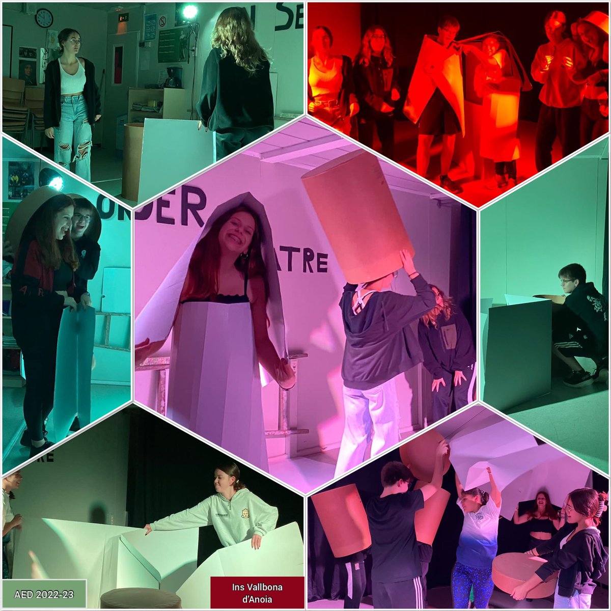 insvallbona's tweet photo. Què passa si combinen cartons, bidons, joves i creativitat? Podeu veure un pessic del resultat en aquestes imatges! Optatives: Joc Dramàtic (1r ESO) i Arts Escèniques i Dansa (4t d’ESO). https://t.co/ch7crTMOYh