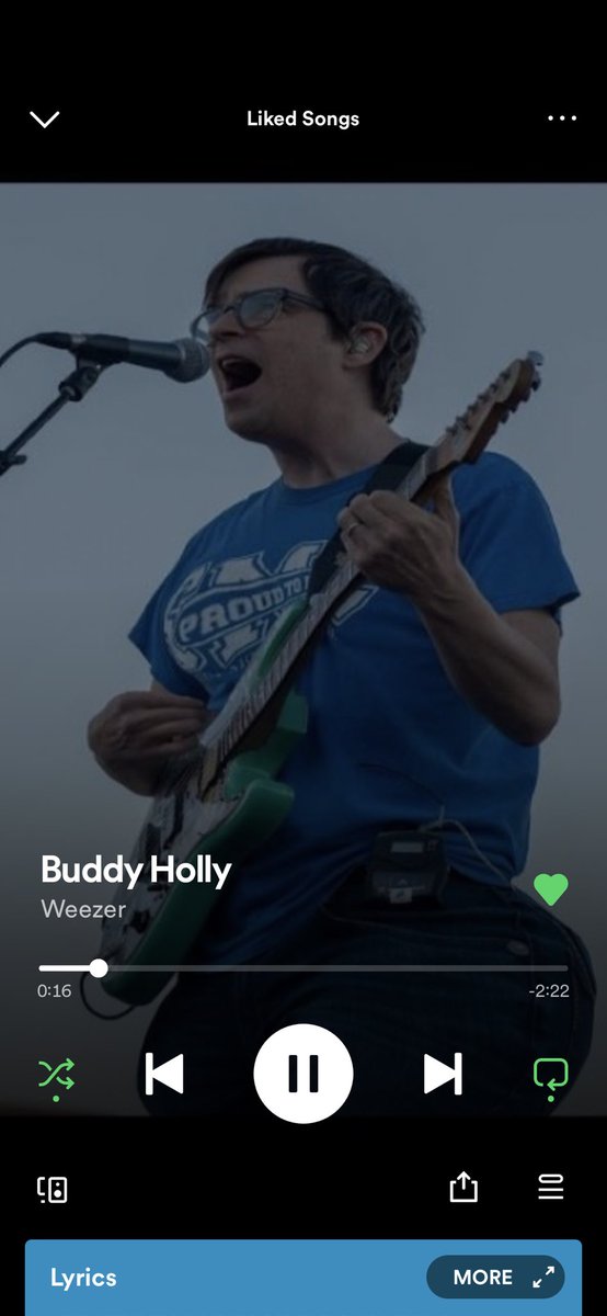 JordanDyer12's tweet photo. This is currently the official Spotify graphic for Buddy Holly by Weezer https://t.co/CcaMvCncsq