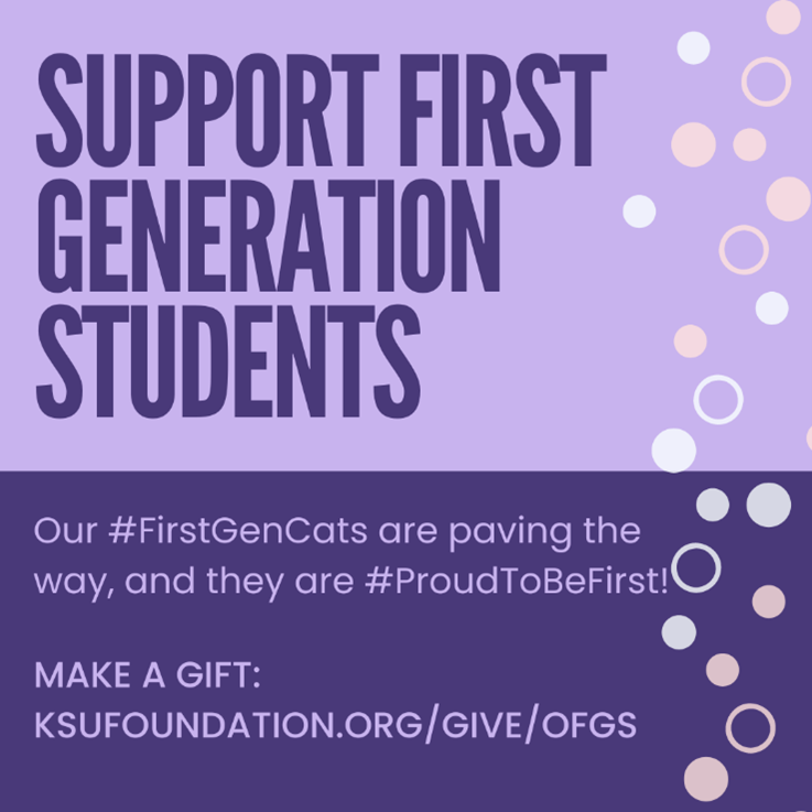 KSU_Foundation's tweet image. There are 3,507 first generation undergraduate students enrolled @KState. They are represented in various colleges across campus and have a cumulative GPA of 3.2 or above! Support our #firstgencats by contributing to the Proud to be First Scholarship: ow.ly/BeYB50LfOmh