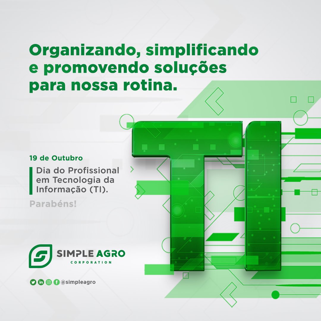 SimpleAgro's tweet photo. Parabéns aos heróis da tecnologia! 
Criando soluções e simplificado o nosso dia a dia! 🧑🏻👩🖥️🖨️✅

19 de outubro - Dia do Profissional em Tecnologia da Informação (TI).

#ti #hardware #simpleagro #profissionaldaTI #tecnologia https://t.co/Y2Nbx8ataI