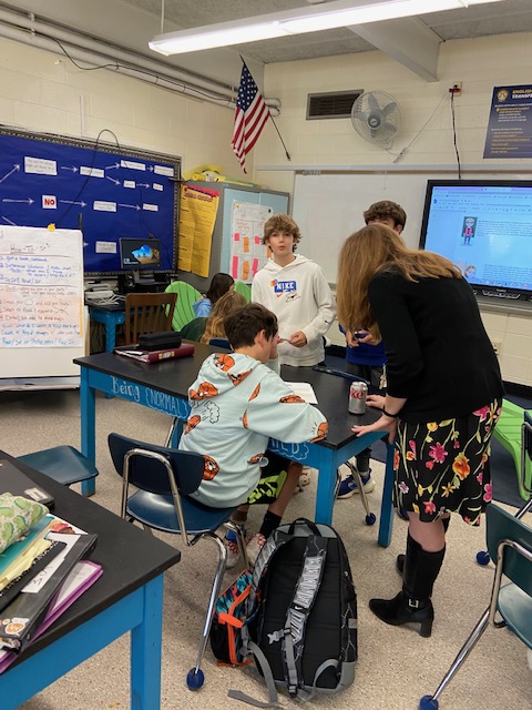 Mrs_Csengeto's tweet photo. Team 7-1 - The Mighty Monkeys - are on the case! They have a mystery to solve! Which homeroom team will crack the case first!? #collaboration #middleschoolisfun https://t.co/9iOgZ1dlzx