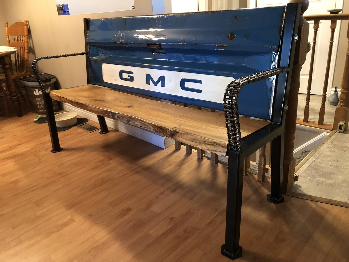 jodzfulton's tweet photo. Selling the bench I made bench for $1200 if anyone in the area is interested. Indoor or outdoor. Need some extra money! :) #gmc #tailgatebench #forsale retweets appreciated! https://t.co/6iF3hInA9L
