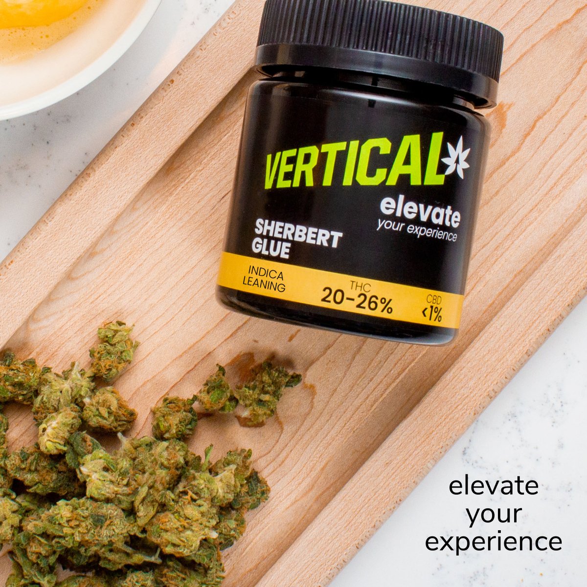 Sherbert Dab x Gorilla Glue #4 = Vertical's powerhouse cultivar, SHERBERT GLUE!

Indica Leaning Hybrid
20-26% THC

#Vertical #VerticalCannabis #SherbertGlue #powerhousecultivar #hybrid #indicaleaning