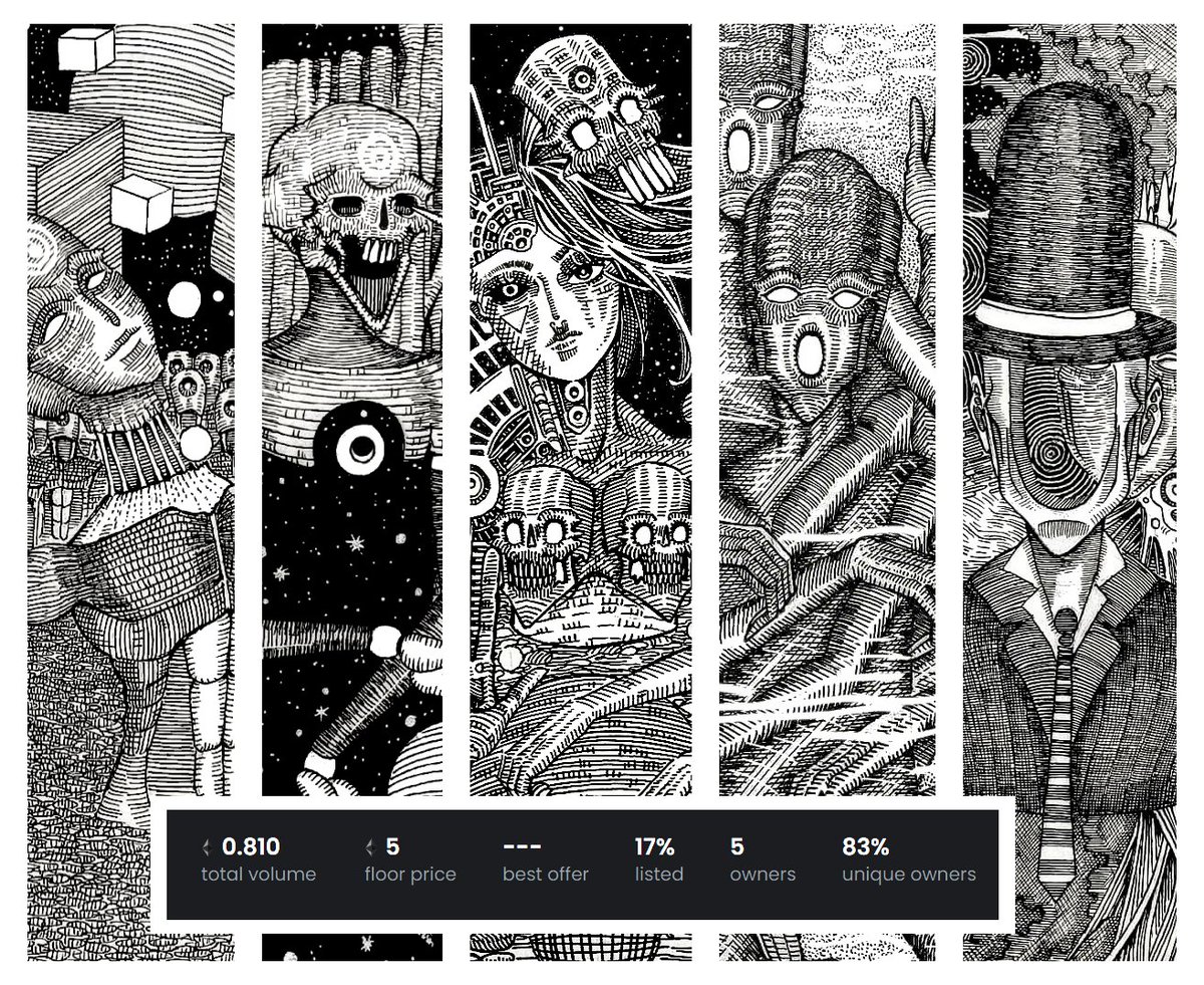 Currently sold out on <a href="/opensea/">OpenSea</a> with almost 1 Eth in total sales volume! Really grateful to this community!
Stay tuned for my next drop! 👁️