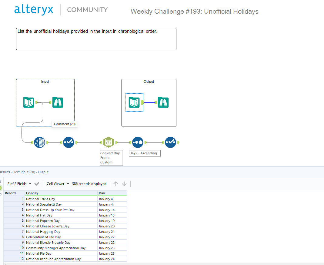 Challenge #193 Done! Going by recommended challenges so the challenge number may seem confusing #DSNY2 #Alteryx