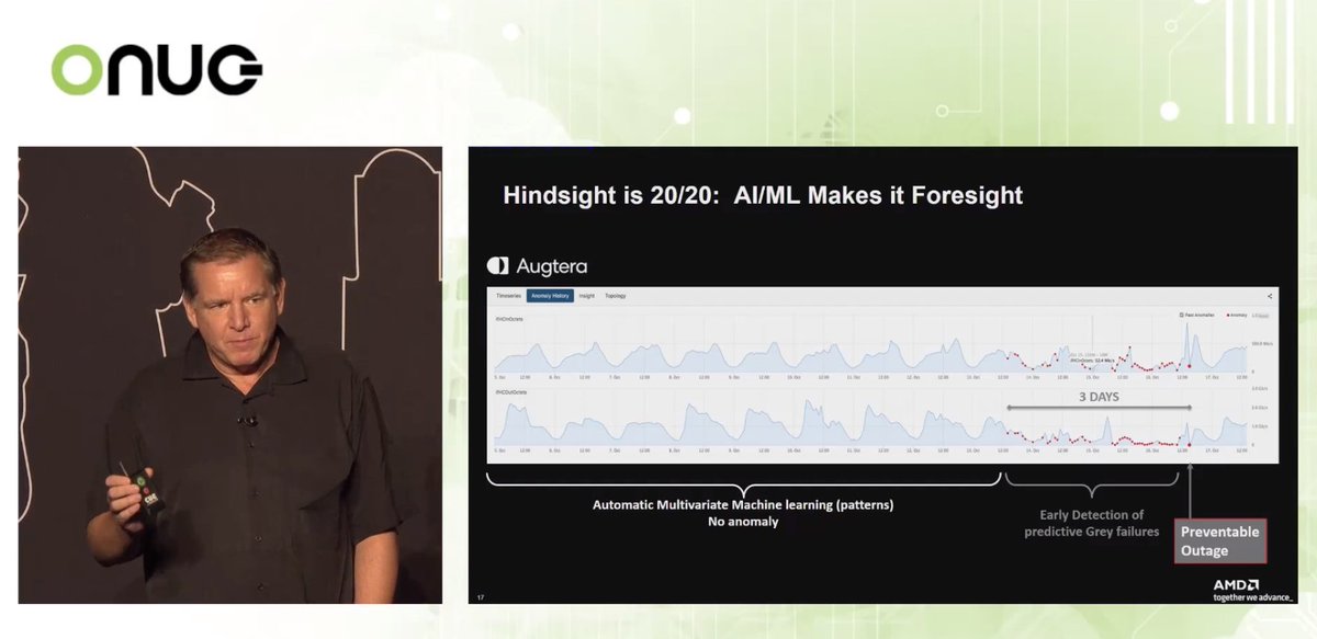 Augtera's tweet photo. Kevin Walsh's "little red dot" got some attention from onlookers during today's @AMDPensando Keynote at @ONUG_ . To learn more about Augtera's Network AI, go here: https://t.co/FPBKD20cqV
#networkai #networkaiops #aiops #networkmonitoring #networkmanagement #onugfall2022 https://t.co/3Ku2VTVg1h