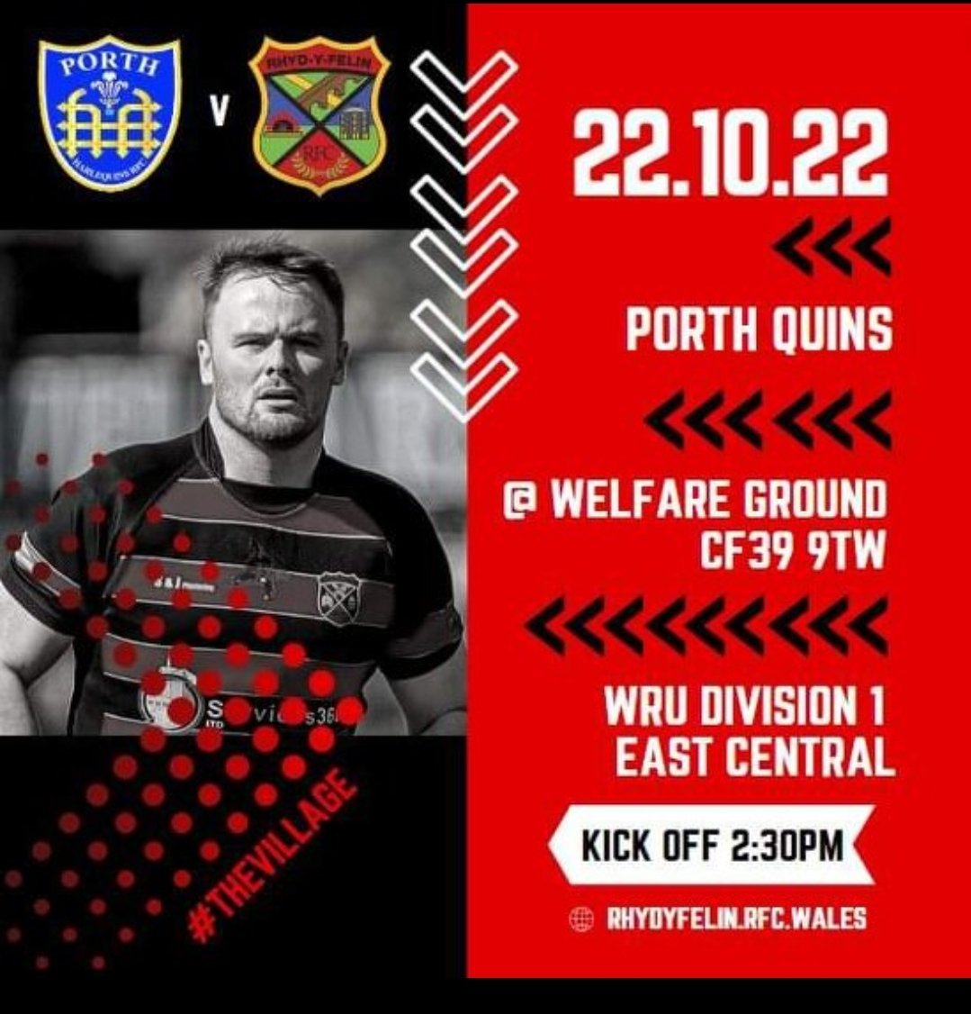 RhydyfelinRFC's tweet photo. 1sts travel to @porthquinsrfc on Saturday in Division 1 East Central #thevillage https://t.co/8RnIiizCOt