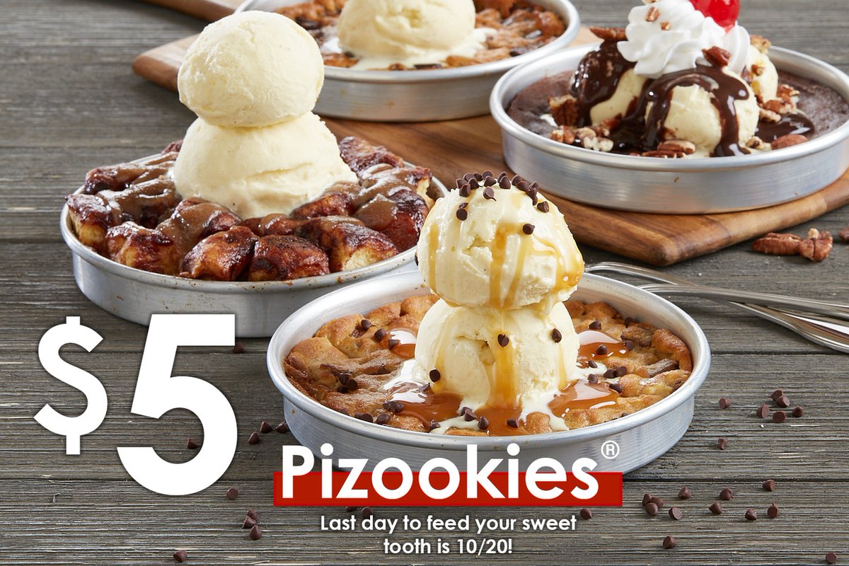 Tomorrow is the LAST day to get a $5 Pizookie®! Hurry before they’re gone! For dine in only #Pizookie #FeedYourSweetTooth #5DollarPizookies