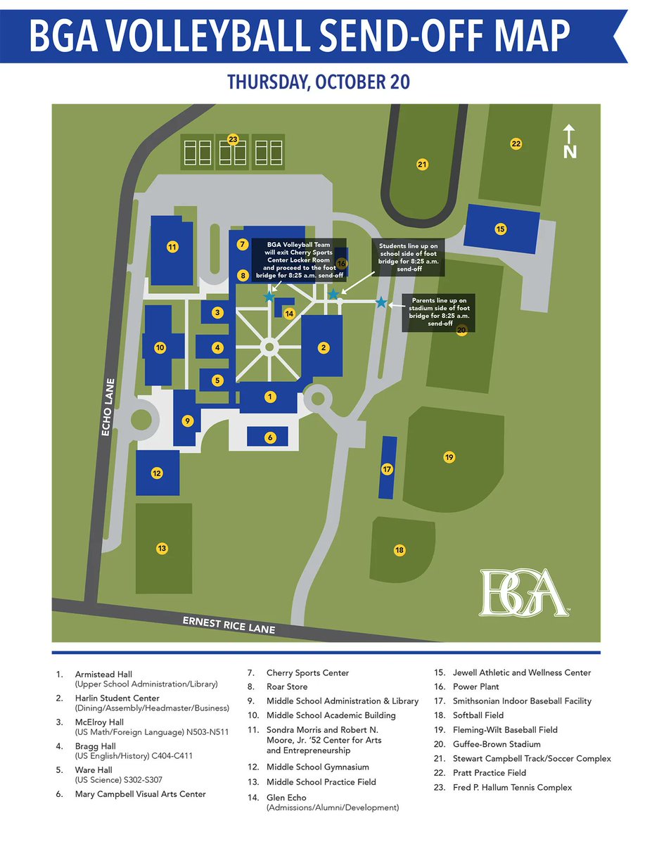 Hi, Wildcats! Tomorrow morning, we will be sending our volleyball team off to compete for the state championship title. To cheer them on, we'll have an official send-off at 8:25 a.m., and all parents and students are welcome. See the attached map for details.