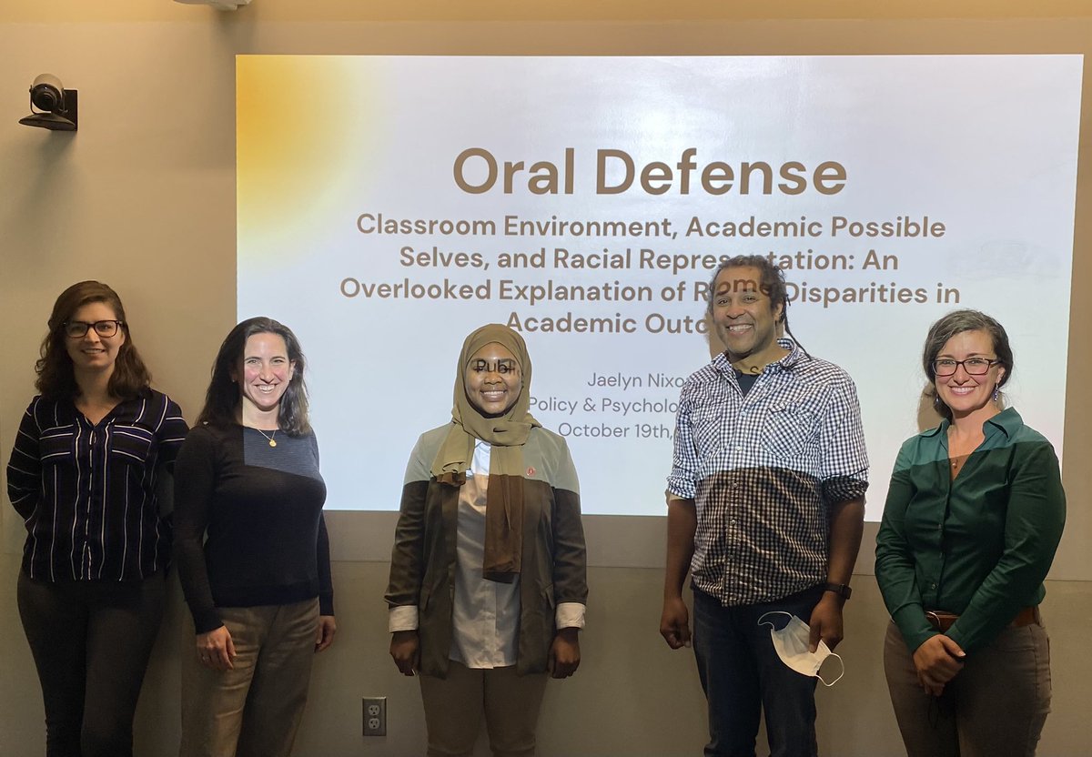 sarahegaither's tweet photo. A huge congrats to @JaelynNixon_ for defending her comprehensive exam today!!! Her work looking at the role possible academic selves plays in academic inequities for Black and white students is so important!! Next step is her PhD! @DukeSanford @DukePsychNeuro @DukeIDLab https://t.co/DabaolvQfw