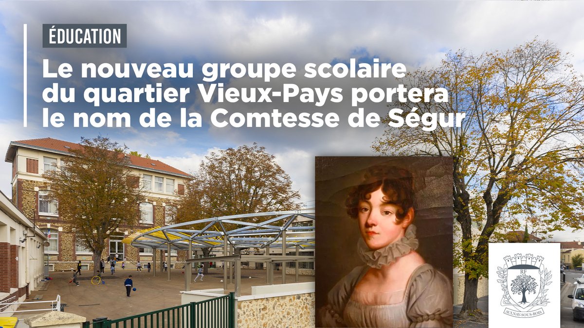 AulnaySousBois's tweet photo. [ÉDUCATION] 🎒 À la rentrée 2022, la Ville a livré un nouveau groupe scolaire flambant neuf au cœur du quartier Vieux-Pays. Sur proposition du conseil des enfants, le #CMaulnay a voté la nouvelle dénomination de ce groupe scolaire qui portera le nom de la Comtesse de Ségur. https://t.co/meb224Hded