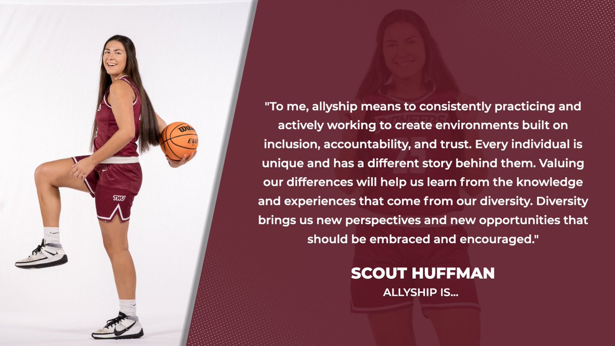 Let’s see what allyship means to Scout Huffman from @twubasketball. Scout values our differences and experiences that make us who we are! #ncaainclusion