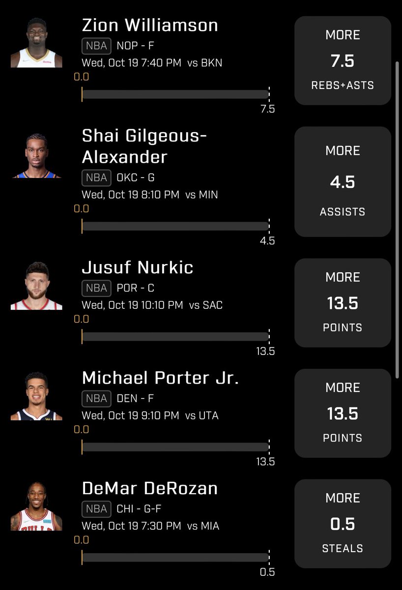Lique_Betz's tweet photo. Early mix and matches Iโm running. Zion rebounds and assist and SGA assist are my two favorites for power. Dropping more plays later! Good luck everyone. #prizepicks #GamblingTwitter #PlayerProps #fantasypts
#DFS #NBA https://t.co/GFYfb6UOxV