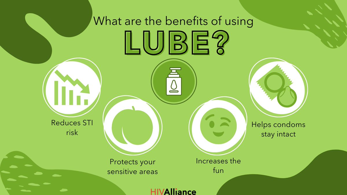 HIVAlliance's tweet photo. Why add #lube? Using lube can reduce STI risk, protect sensitive tissue, increase pleasure, and help condoms stay intact 💦 https://t.co/G9EEiUi3Lg