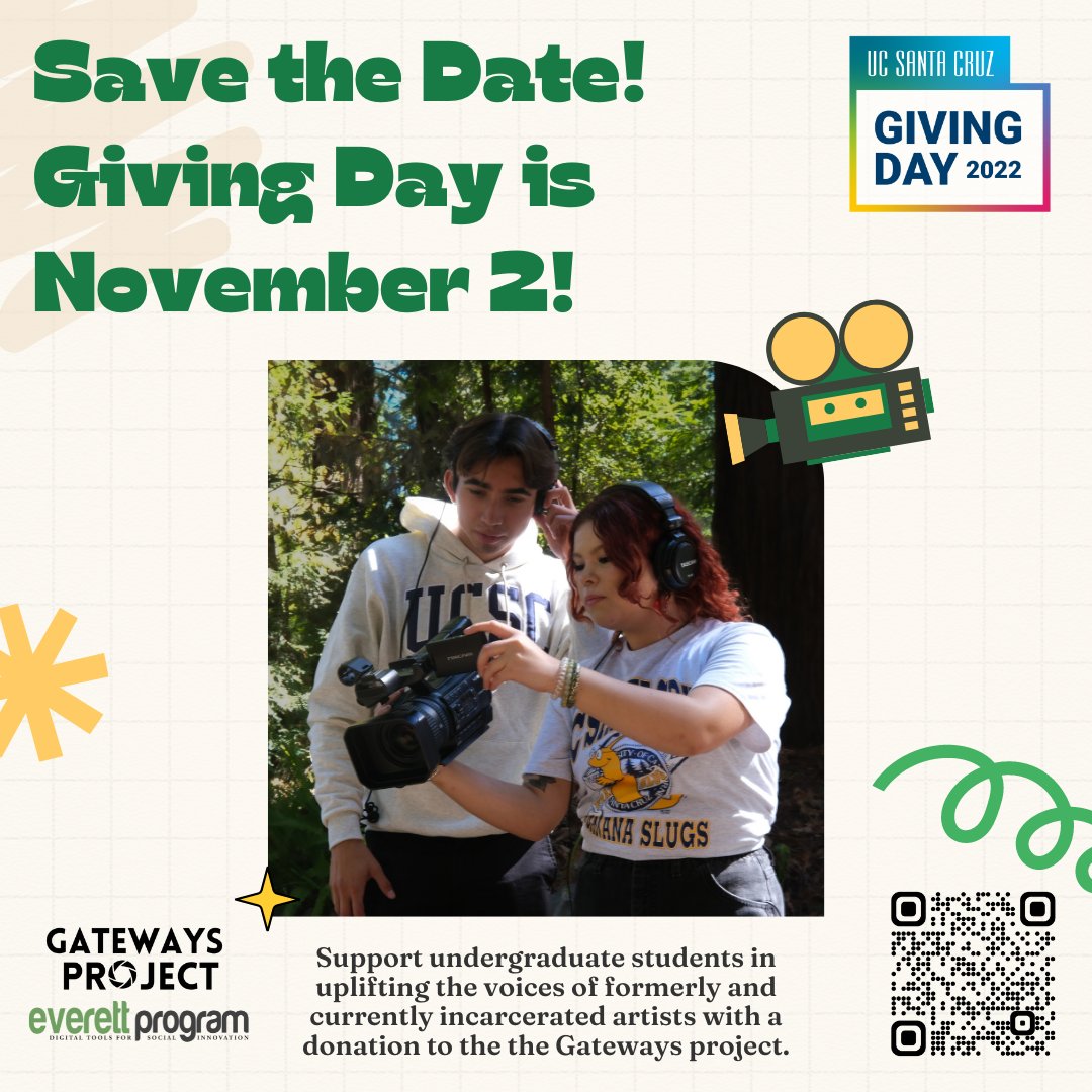 Everett Program (@everettprogram) on Twitter photo 🚨 Save the date! <a href="/ucsc/">UC Santa Cruz</a> Giving Day is coming up on November 2nd. Support The Everett Program's sponsored project, Gateways, in raising funds for student-led projects uplifting incarcerated voices. Learn more: bit.ly/3SgaeKR 🚨 Save the date! <a href="/ucsc/">UC Santa Cruz</a> Giving Day is coming up on November 2nd. Support The Everett Program's sponsored project, Gateways, in raising funds for student-led projects uplifting incarcerated voices. Learn more: bit.ly/3SgaeKR
