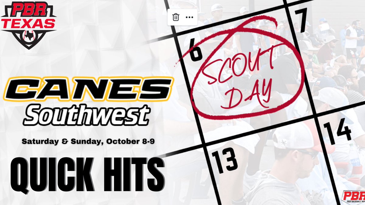 𝐂𝐚𝐧𝐞𝐬 𝐒𝐖 𝐒𝐜𝐨𝐮𝐭 𝐃𝐚𝐲 - 𝐐𝐮𝐢𝐜𝐤 𝐇𝐢𝐭𝐬📝 A look at some standouts from the scout weekend with @TheCanesSW. @prepbaseball @PBRGowins FULL STORY: bit.ly/3s9gf1b