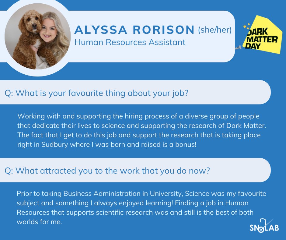 SNOLABscience's tweet photo. Meet Alyssa Rorison! For the month of October, we will be featuring some of the people making dark matter research at SNOLAB possible!
#SNOLABWorkWithMeWednesday #DarkMatterDay #DarkMatterDay2022 #DMD2022 https://t.co/ZIhVLUyVIP