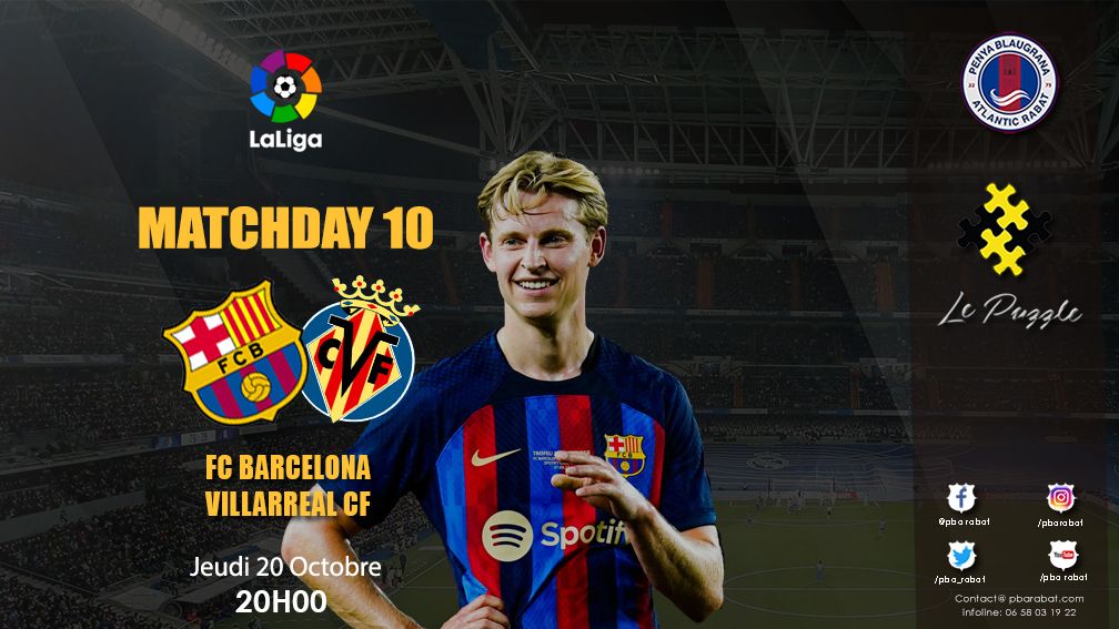 pba_rabat's tweet photo. Après deux défaites, les Catalans doivent redresser la barre et s'imposer face à Villarreal.
Soyons nombreux à encourager notre équipe de coeur dans l'ambiance de la PBA et le magnifique cadre de la Bodega Barça au Puzzle. 

#FCBlive #BarçaVillarreal #LaLiga #ForçaBarça🔴🔵 https://t.co/7G8aQAhafq